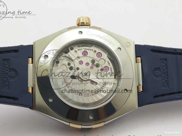 0409 Chic Constellation 131.33.41.21.03.001 SS RG TW Best Edition Blue Dial On Gummy Strap A 7872
